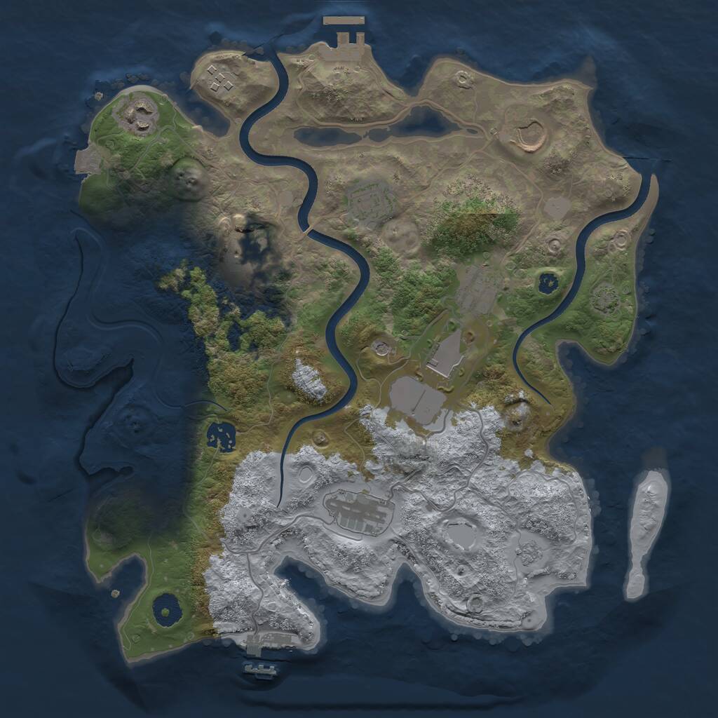 Rust Map: Procedural Map, Size: 3500, Seed: 183078, 15 Monuments