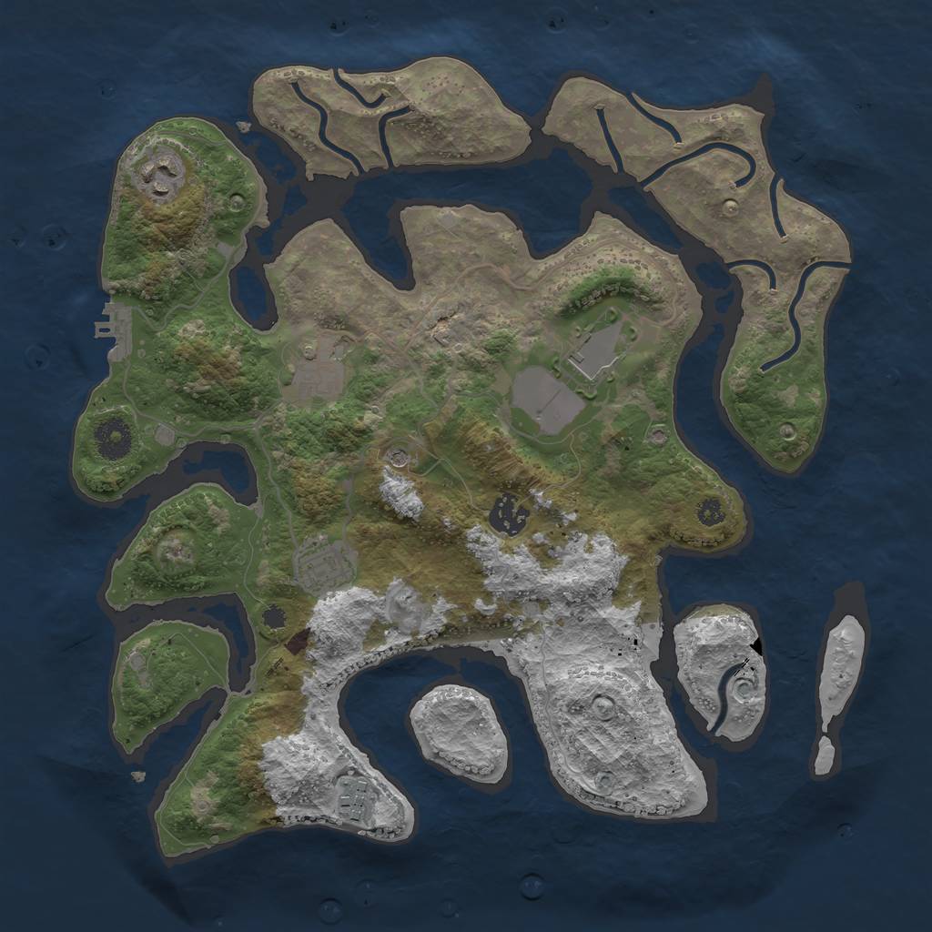 Rust Map: Procedural Map, Size: 3500, Seed: 183078, 10 Monuments