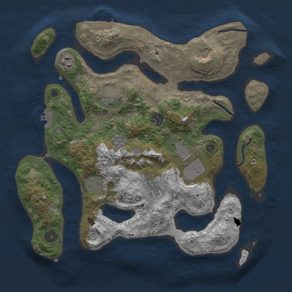 Rust Map: Procedural Map, Size: 3500, Seed: 264033, 13 Monuments