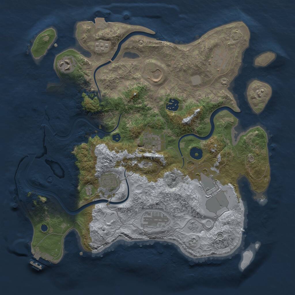 Rust Map: Procedural Map, Size: 3500, Seed: 264033, 15 Monuments