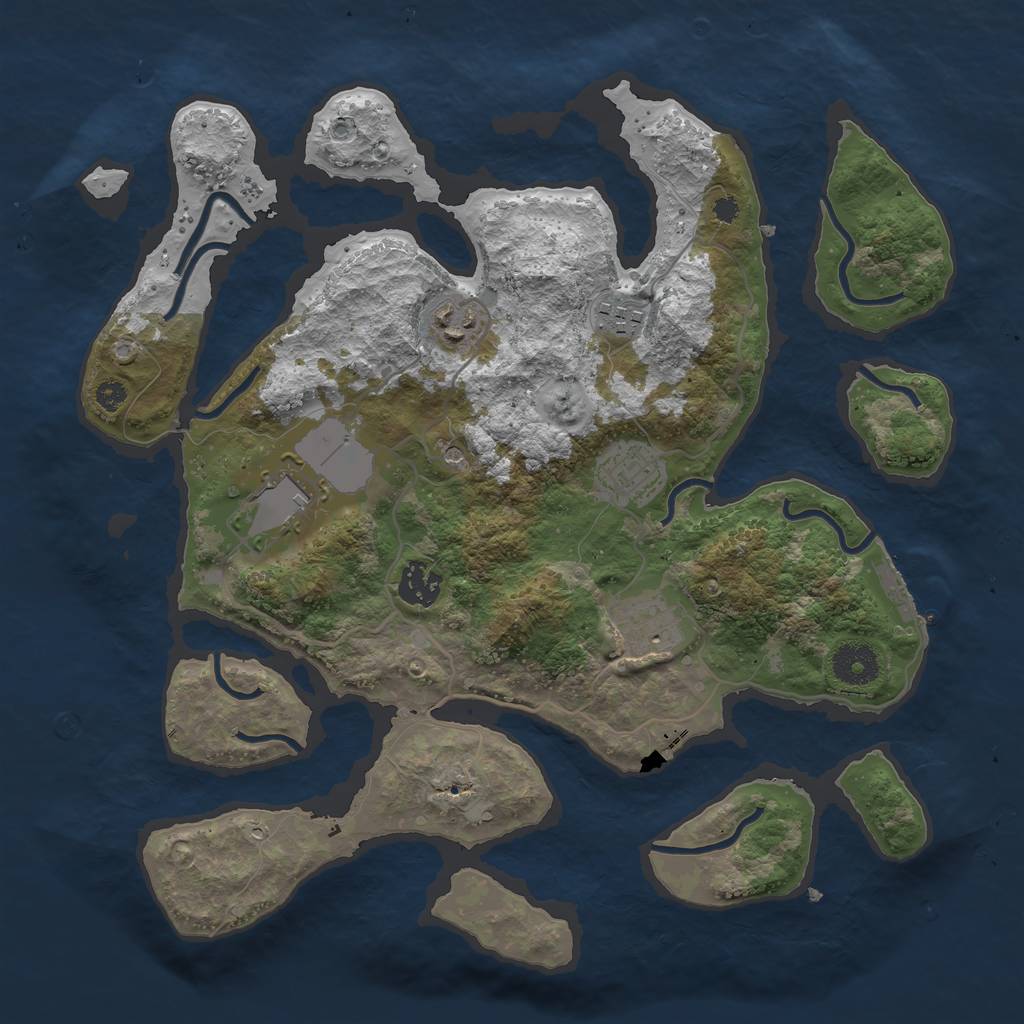 Rust Map: Procedural Map, Size: 3500, Seed: 302281, 10 Monuments