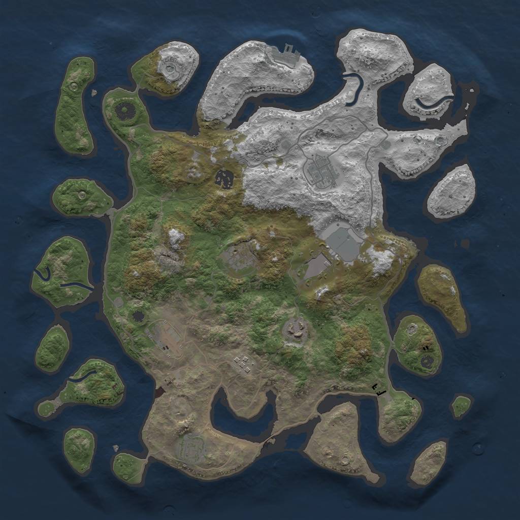 Rust Map: Procedural Map, Size: 4000, Seed: 3081, 12 Monuments