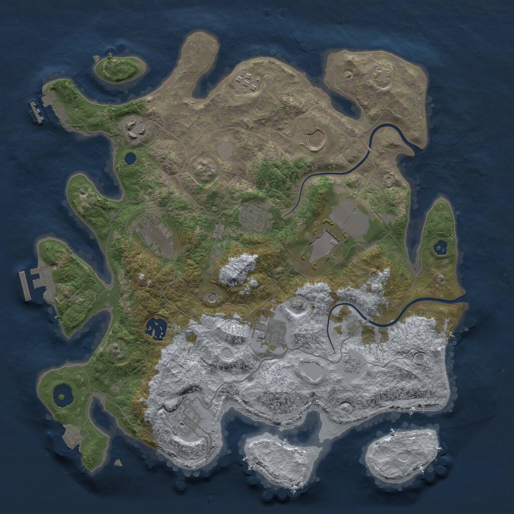 Rust Map: Procedural Map, Size: 3500, Seed: 515424, 15 Monuments