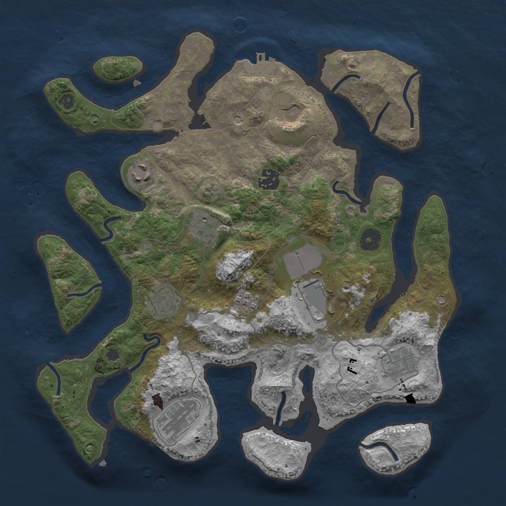 Rust Map: Procedural Map, Size: 3500, Seed: 515424, 13 Monuments