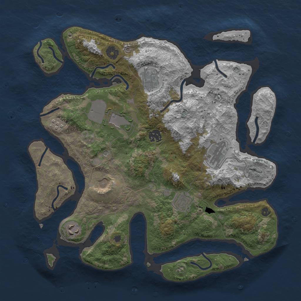 Rust Map: Procedural Map, Size: 3500, Seed: 260677, 11 Monuments