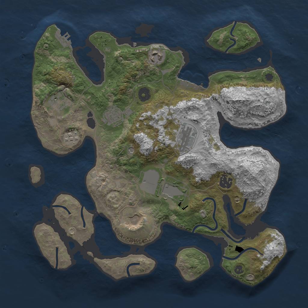 Rust Map: Procedural Map, Size: 3500, Seed: 446266, 13 Monuments