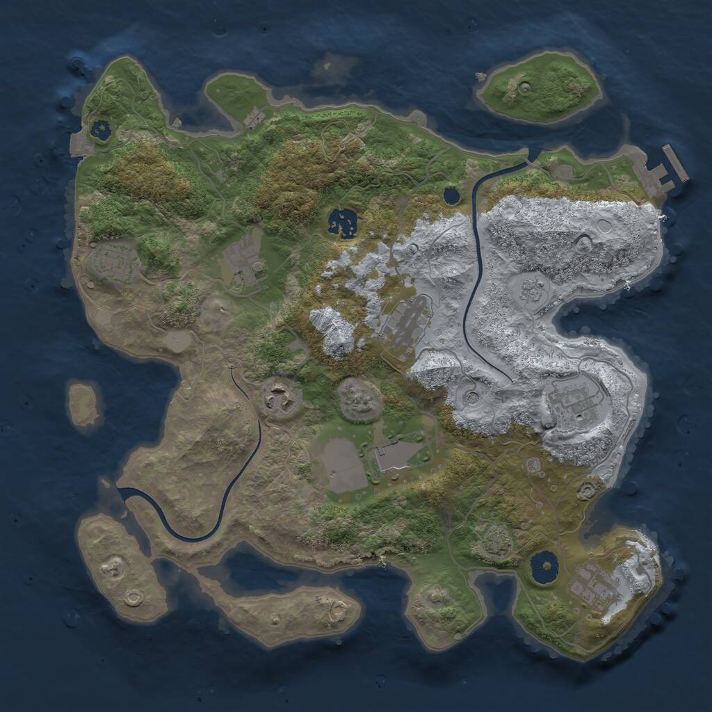 Rust Map: Procedural Map, Size: 3500, Seed: 446266, 13 Monuments