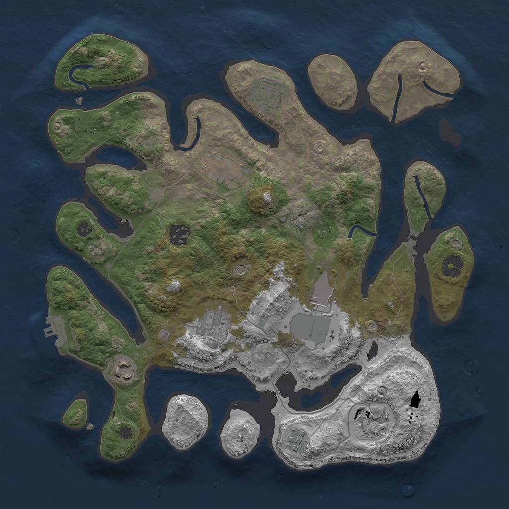 Rust Map: Procedural Map, Size: 3500, Seed: 568728, 12 Monuments