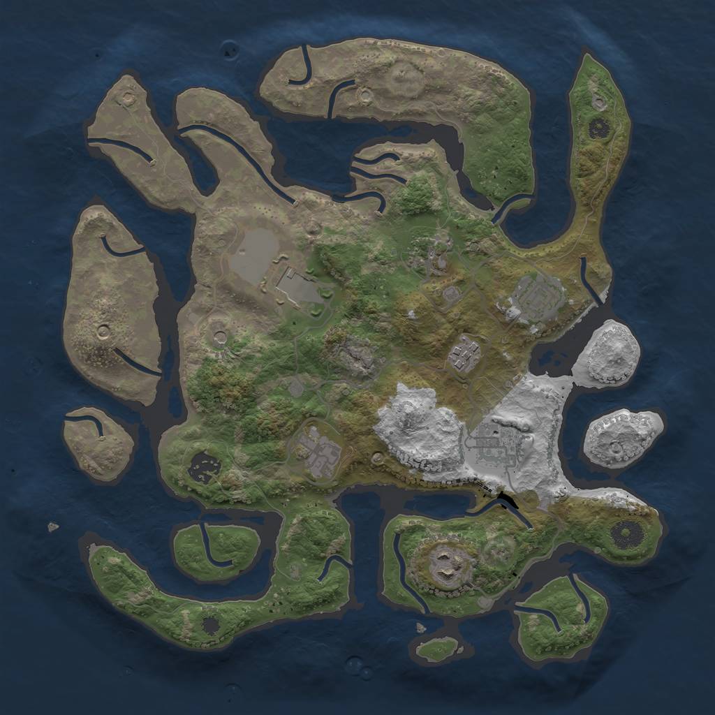 Rust Map: Procedural Map, Size: 3500, Seed: 827108, 11 Monuments