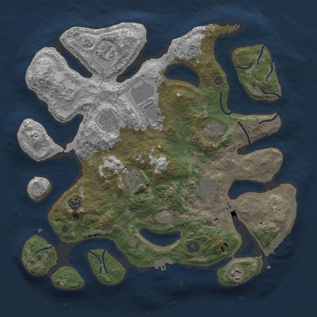 Rust Map: Procedural Map, Size: 3800, Seed: 169547969, 14 Monuments