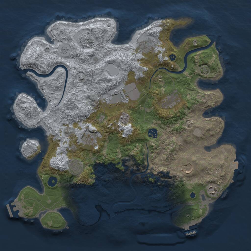 Rust Map: Procedural Map, Size: 3800, Seed: 169547969, 16 Monuments