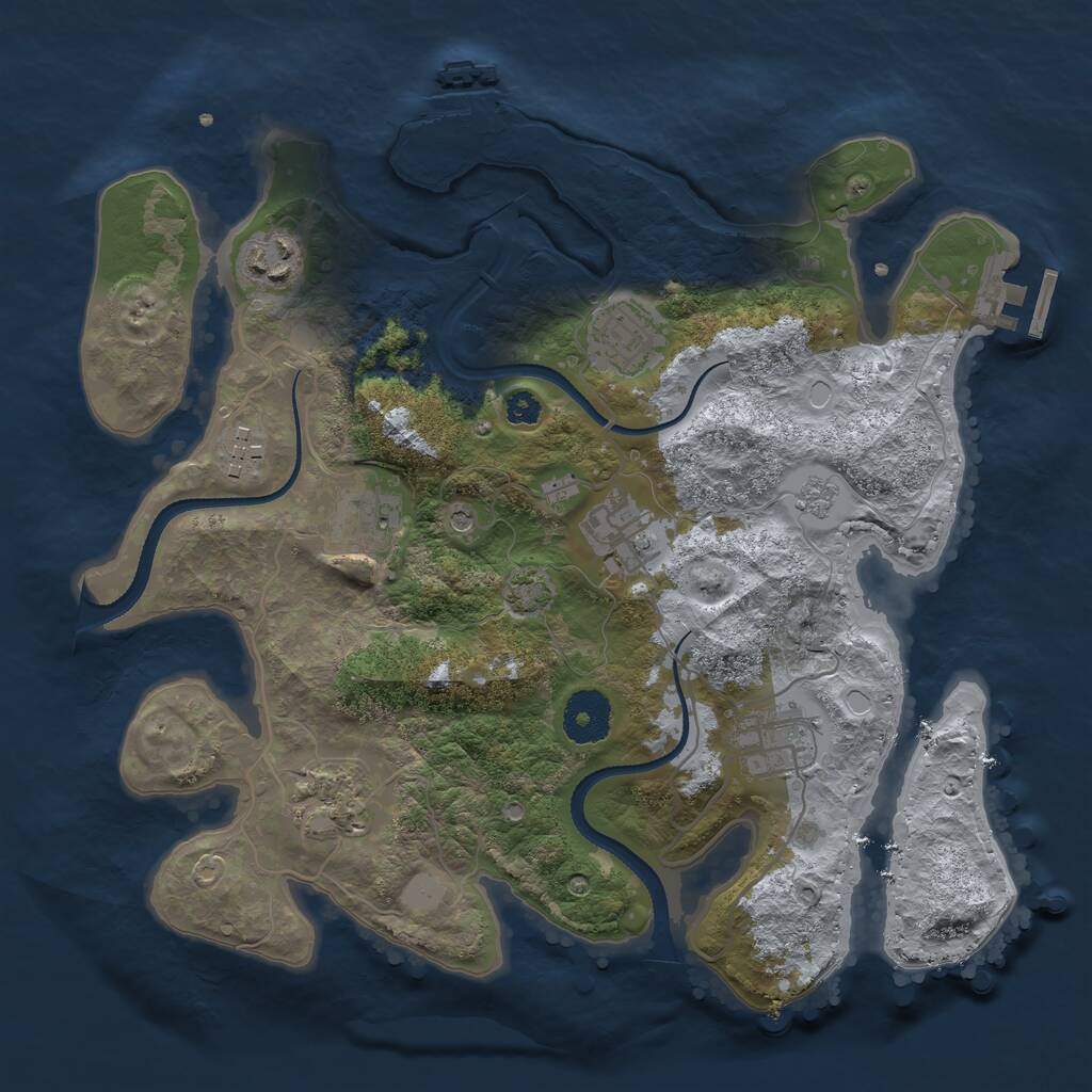 Rust Map: Procedural Map, Size: 3200, Seed: 202021, 13 Monuments