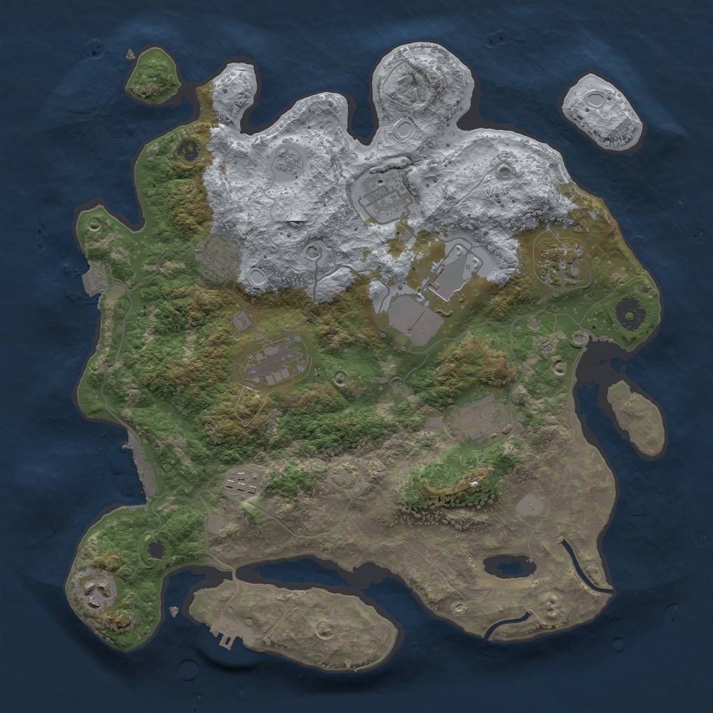 Rust Map: Procedural Map, Size: 3500, Seed: 321340, 16 Monuments