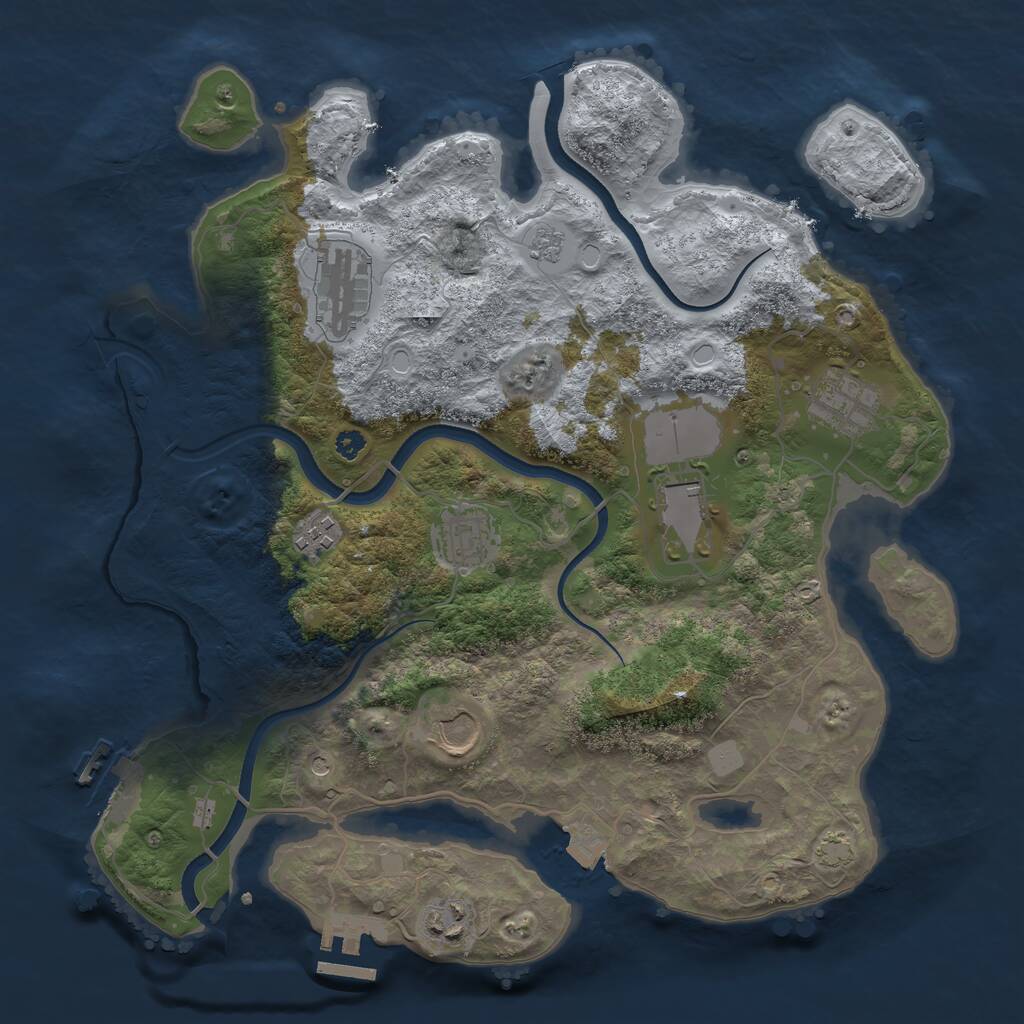 Rust Map: Procedural Map, Size: 3500, Seed: 321340, 13 Monuments