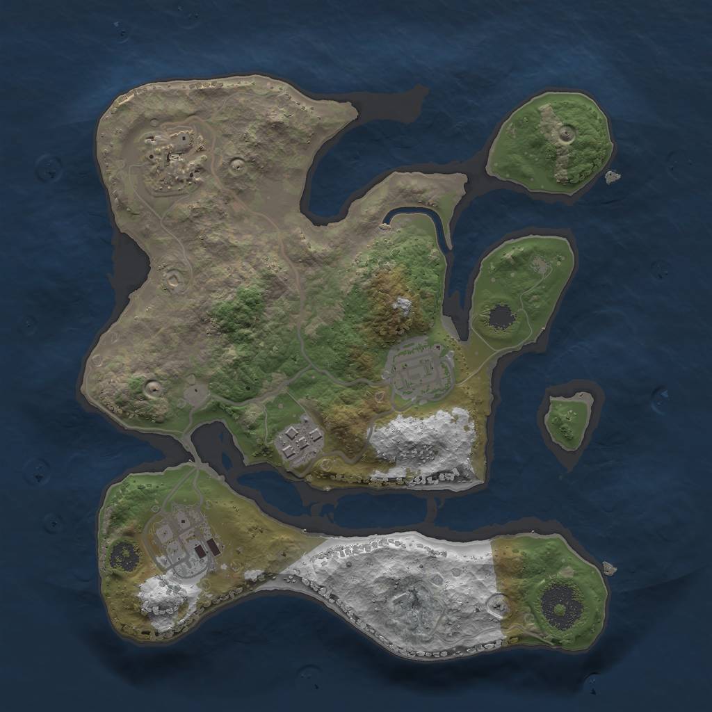 Rust Map: Procedural Map, Size: 2500, Seed: 861323229, 6 Monuments