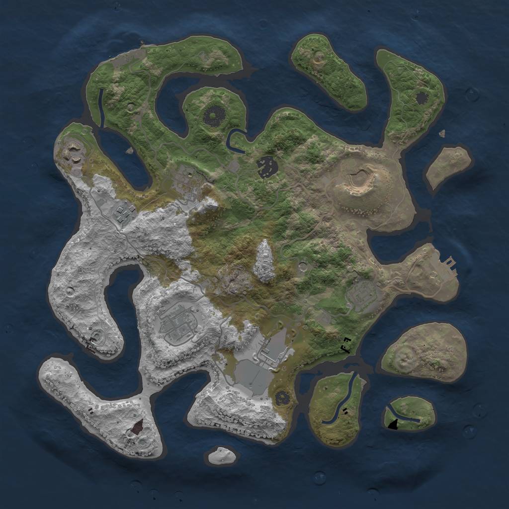 Rust Map: Procedural Map, Size: 3500, Seed: 456212, 13 Monuments