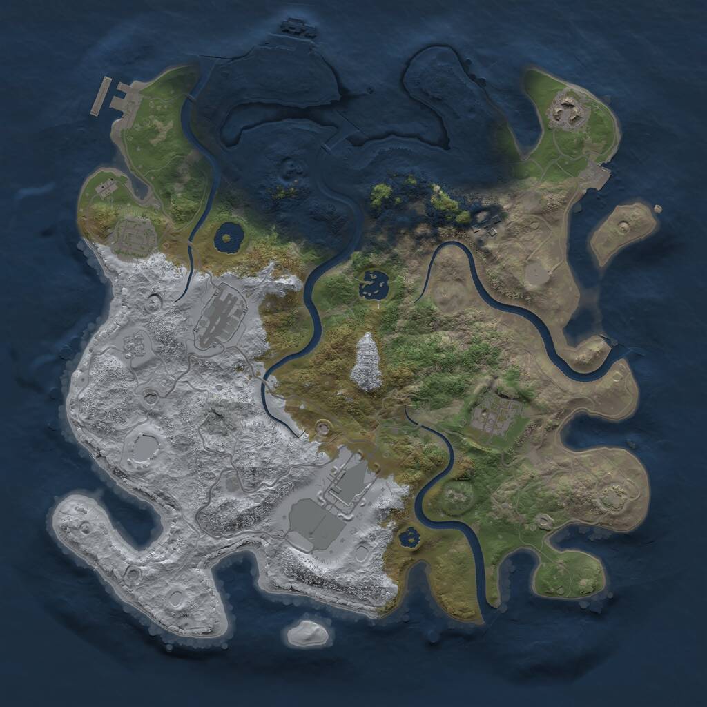 Rust Map: Procedural Map, Size: 3500, Seed: 456212, 13 Monuments