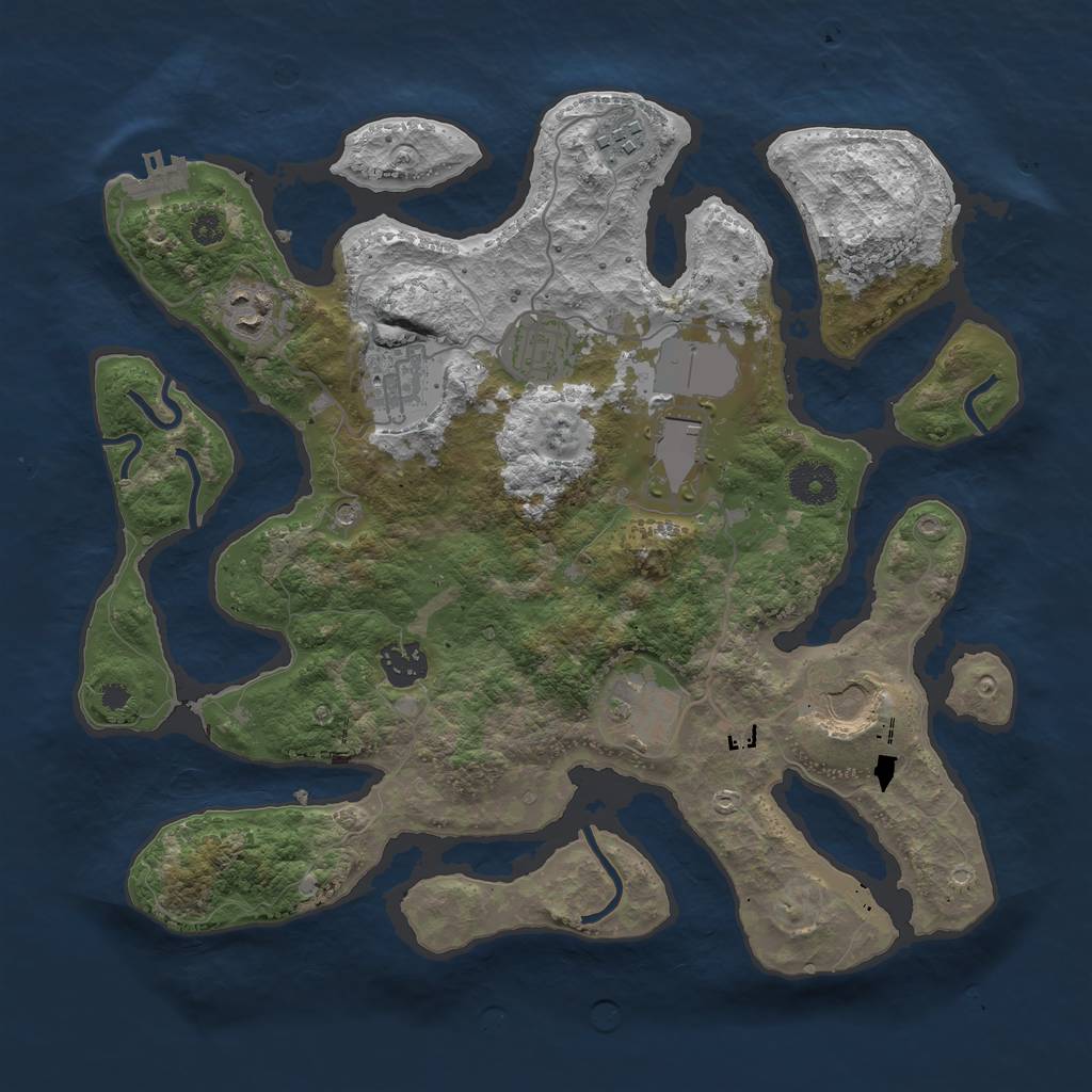 Rust Map: Procedural Map, Size: 3500, Seed: 733457, 12 Monuments