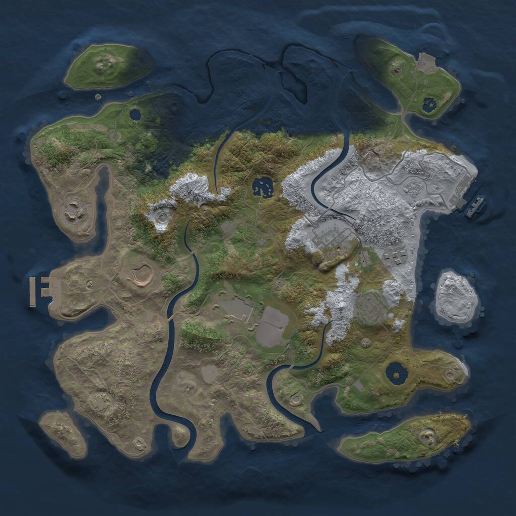 Rust Map: Procedural Map, Size: 3500, Seed: 447410, 13 Monuments