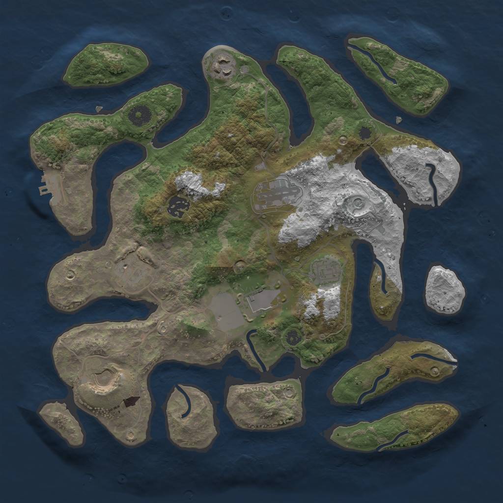 Rust Map: Procedural Map, Size: 3500, Seed: 447410, 11 Monuments