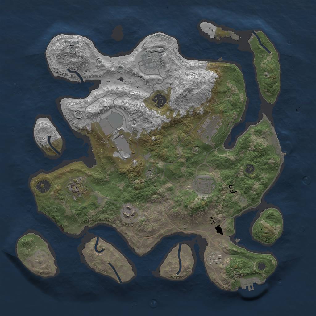 Rust Map: Procedural Map, Size: 3500, Seed: 681013, 13 Monuments