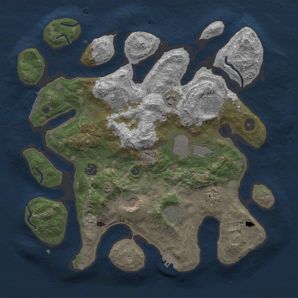 Rust Map: Procedural Map, Size: 3750, Seed: 15937608, 14 Monuments