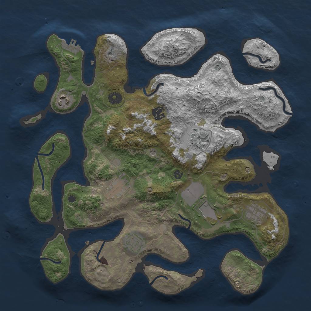 Rust Map: Procedural Map, Size: 3500, Seed: 930775, 11 Monuments