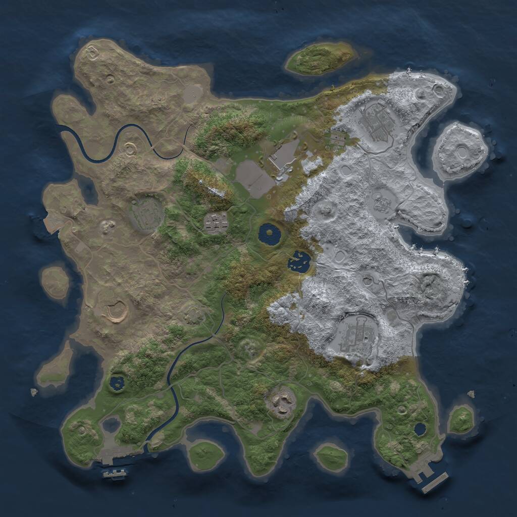 Rust Map: Procedural Map, Size: 3500, Seed: 386796, 14 Monuments