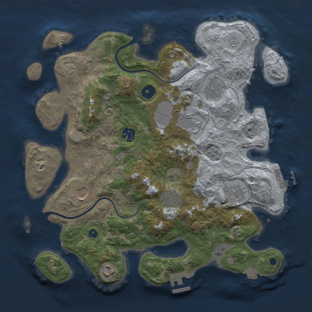 Rust Map: Procedural Map, Size: 3500, Seed: 968982, 14 Monuments