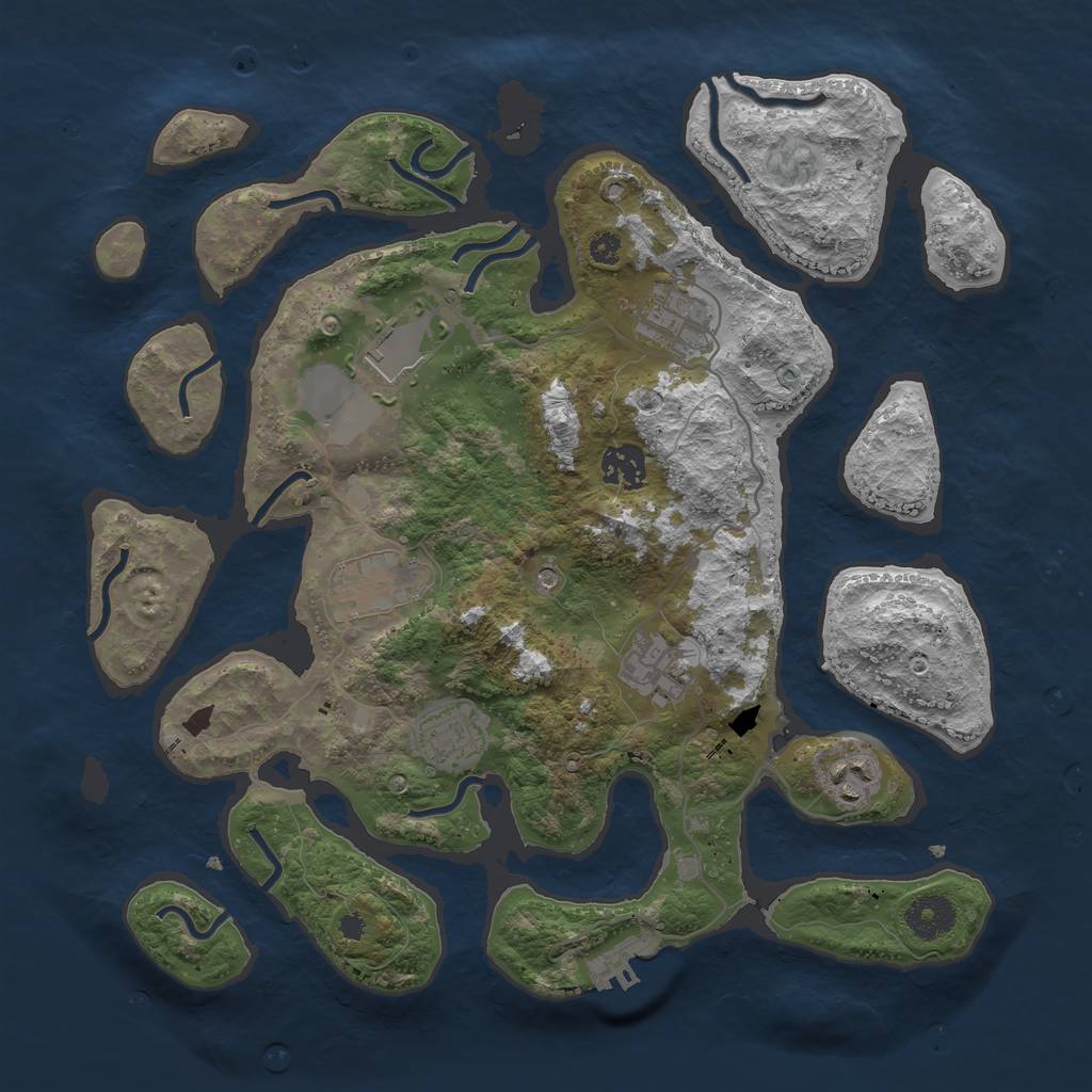 Rust Map: Procedural Map, Size: 3500, Seed: 968982, 11 Monuments