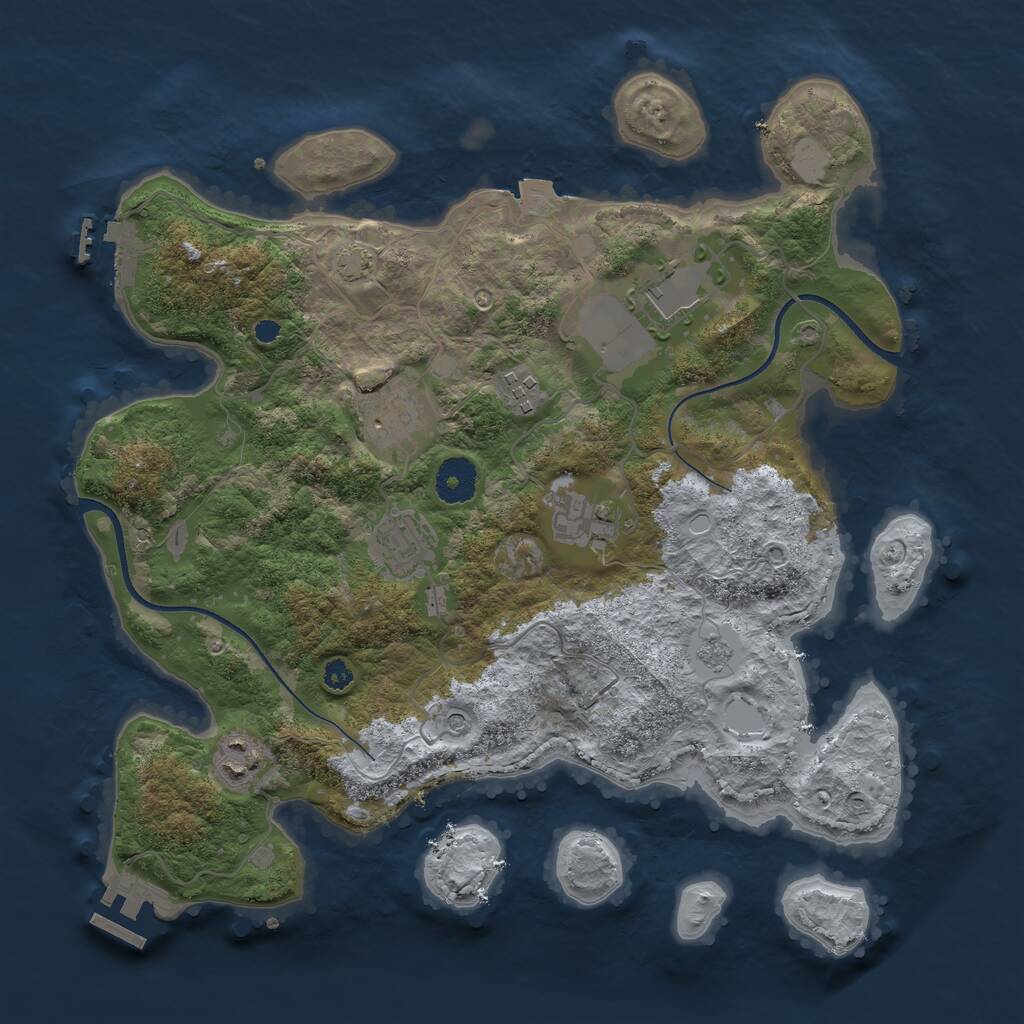 Rust Map: Procedural Map, Size: 3500, Seed: 262317, 12 Monuments