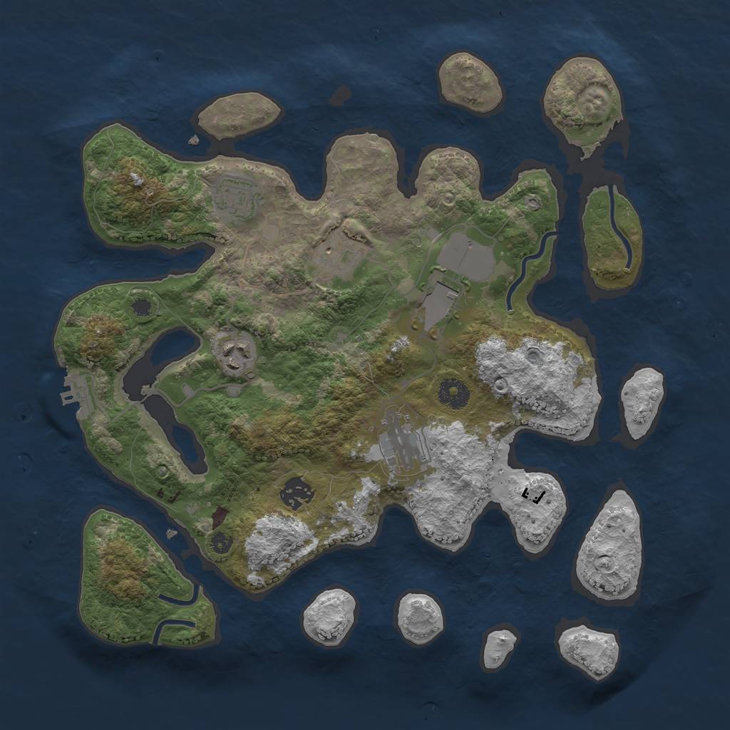 Rust Map: Procedural Map, Size: 3500, Seed: 262317, 9 Monuments