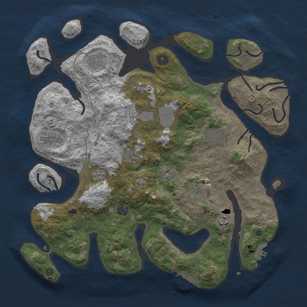 Rust Map: Procedural Map, Size: 4000, Seed: 847596, 14 Monuments