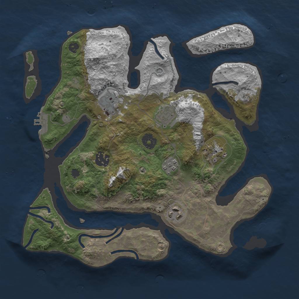 Rust Map: Procedural Map, Size: 3000, Seed: 708232782, 10 Monuments