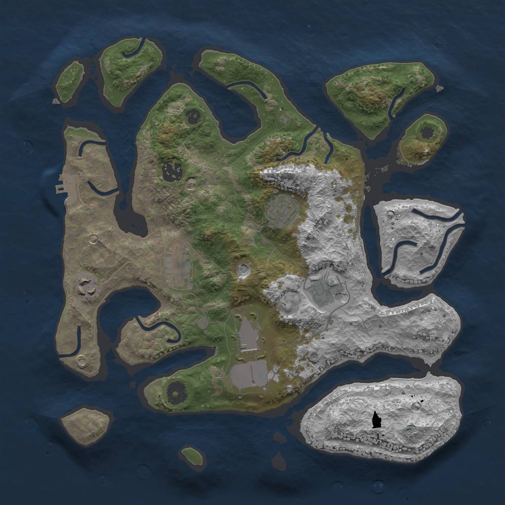 Rust Map: Procedural Map, Size: 3500, Seed: 468794, 10 Monuments