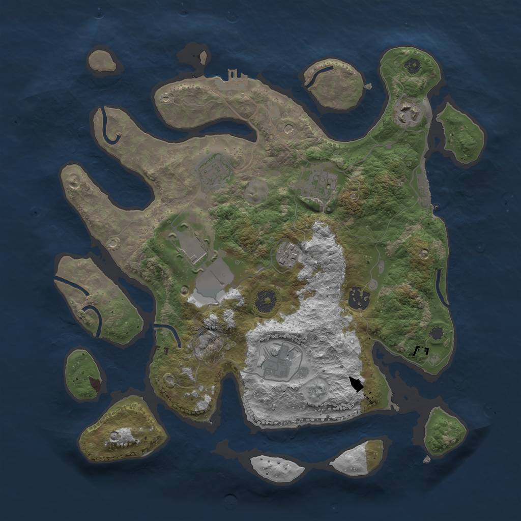 Rust Map: Procedural Map, Size: 3500, Seed: 927658, 12 Monuments