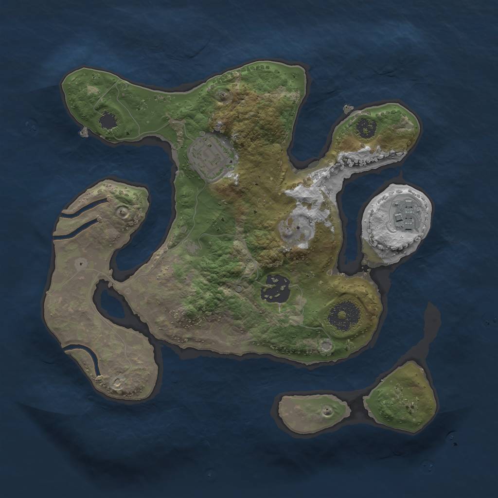 Rust Map: Procedural Map, Size: 2500, Seed: 505963, 5 Monuments