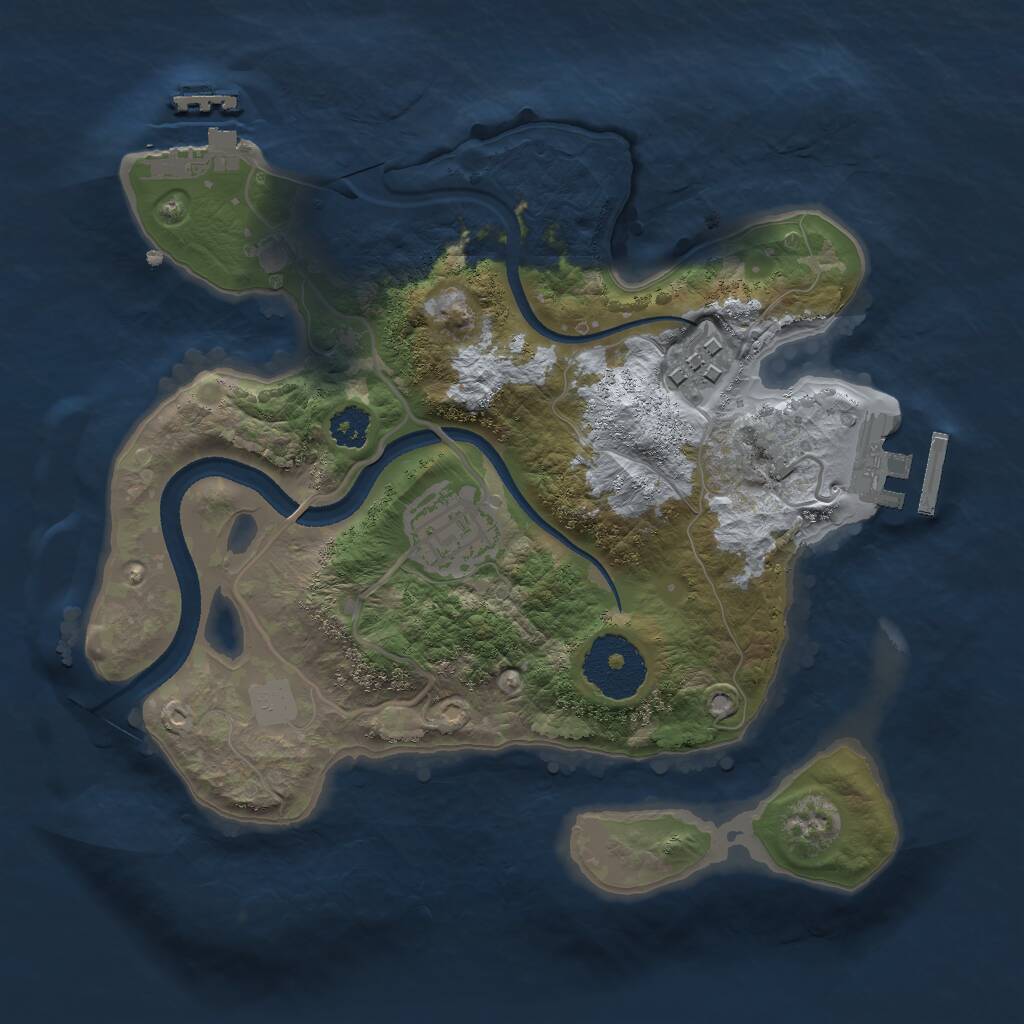 Rust Map: Procedural Map, Size: 2500, Seed: 505963, 5 Monuments