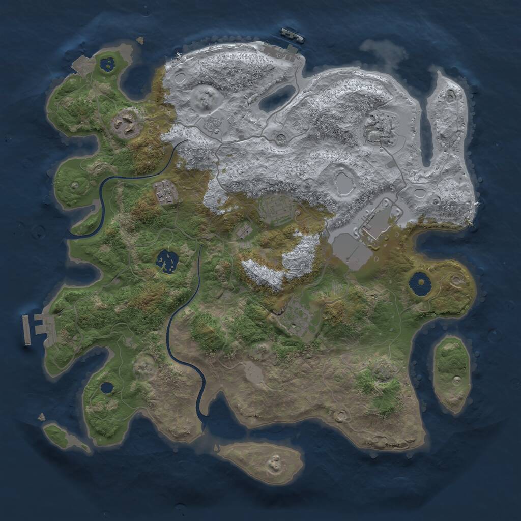 Rust Map: Procedural Map, Size: 3500, Seed: 1260424, 13 Monuments