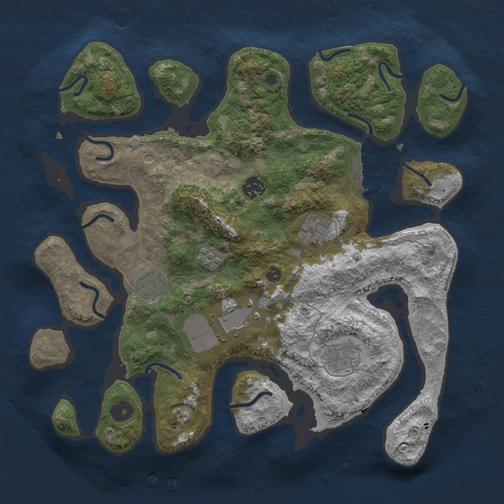 Rust Map: Procedural Map, Size: 3500, Seed: 92397540, 10 Monuments