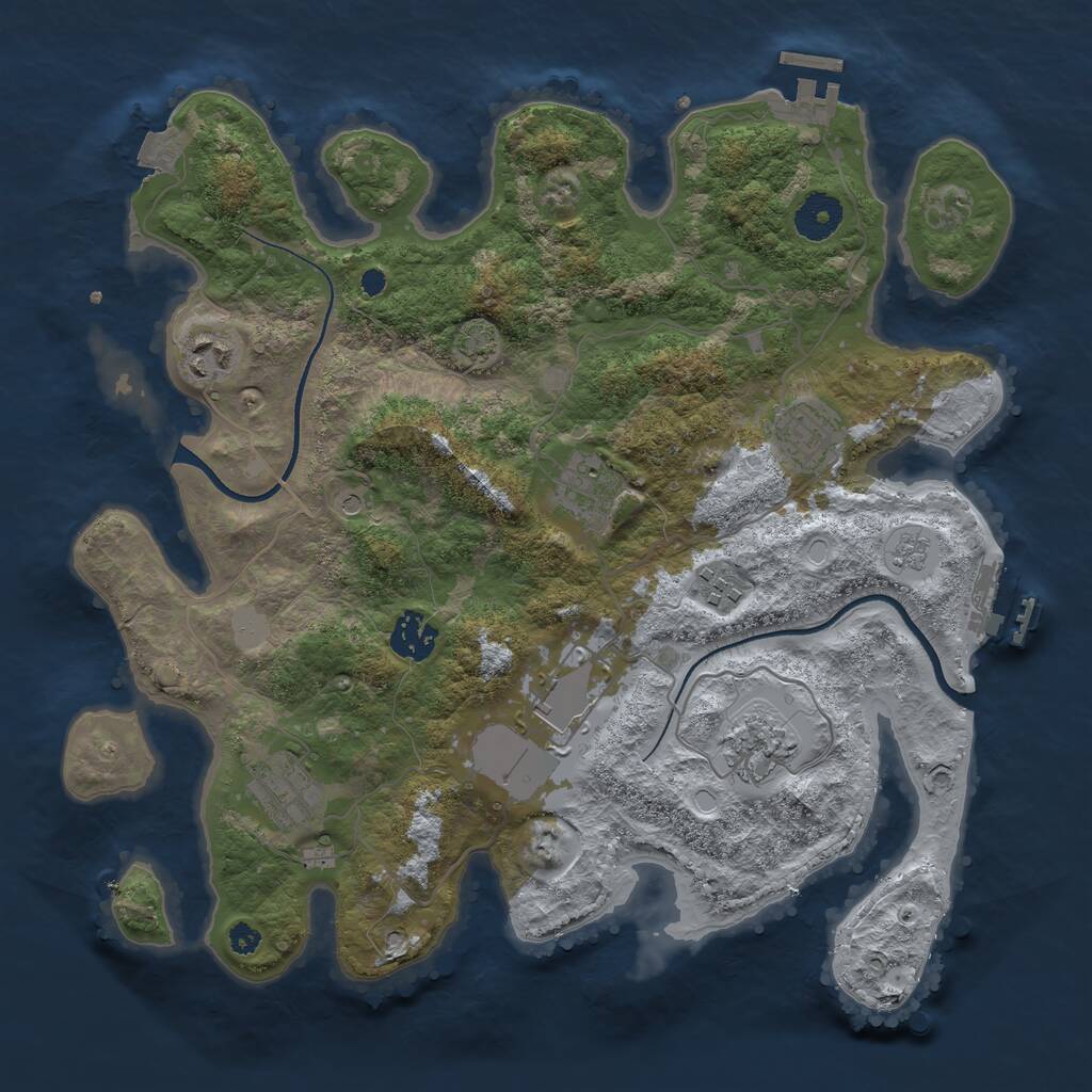 Rust Map: Procedural Map, Size: 3500, Seed: 92397540, 14 Monuments