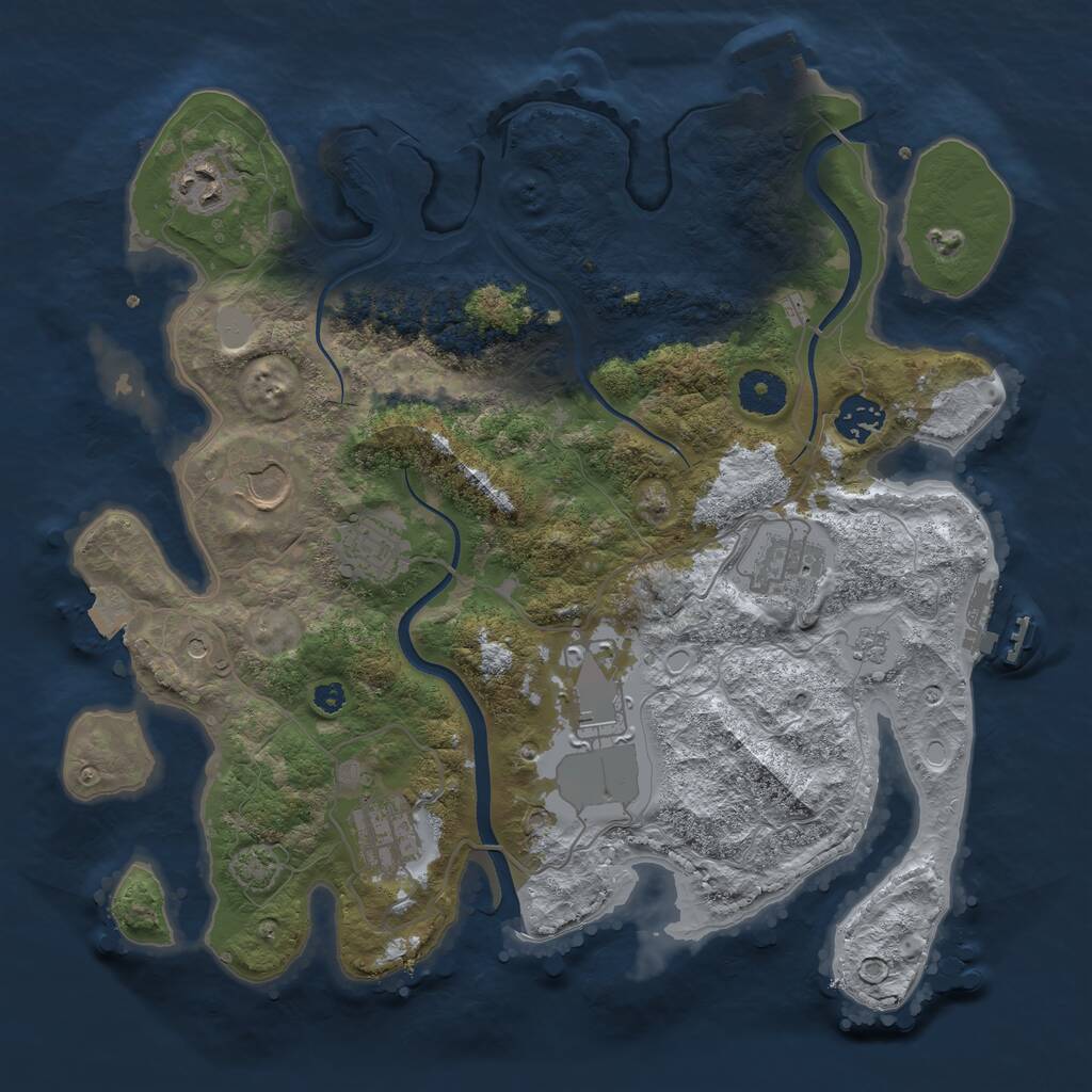 Rust Map: Procedural Map, Size: 3500, Seed: 92397540, 13 Monuments