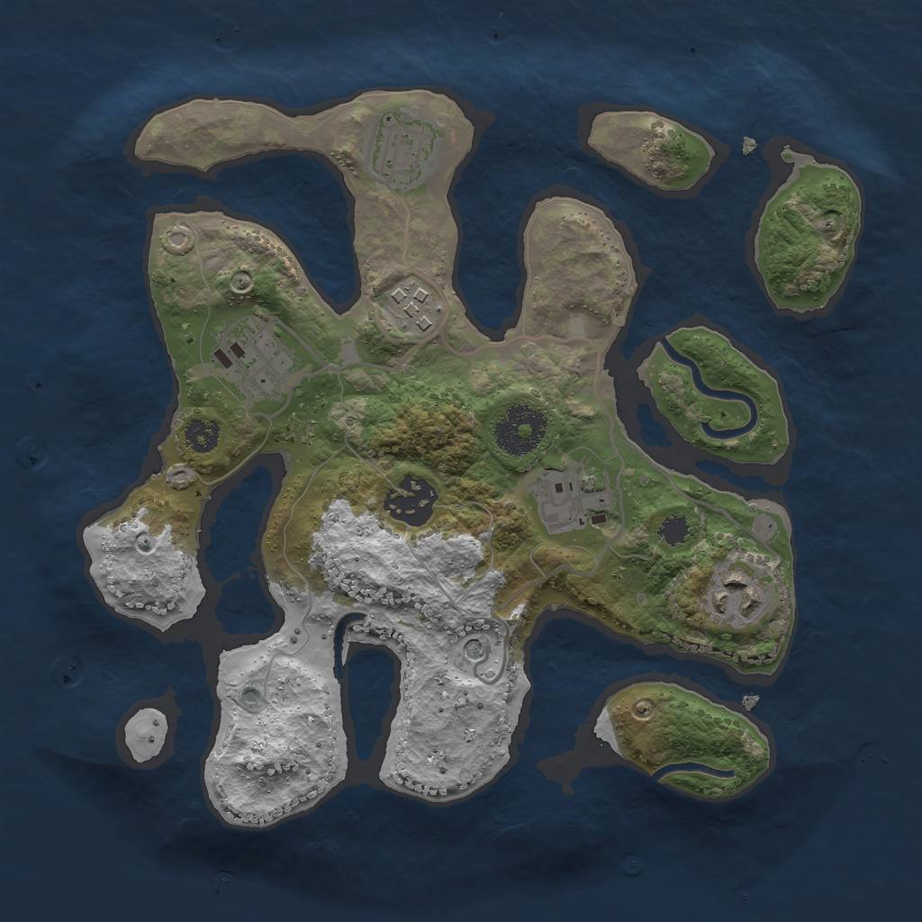 Rust Map: Procedural Map, Size: 2750, Seed: 7, 9 Monuments