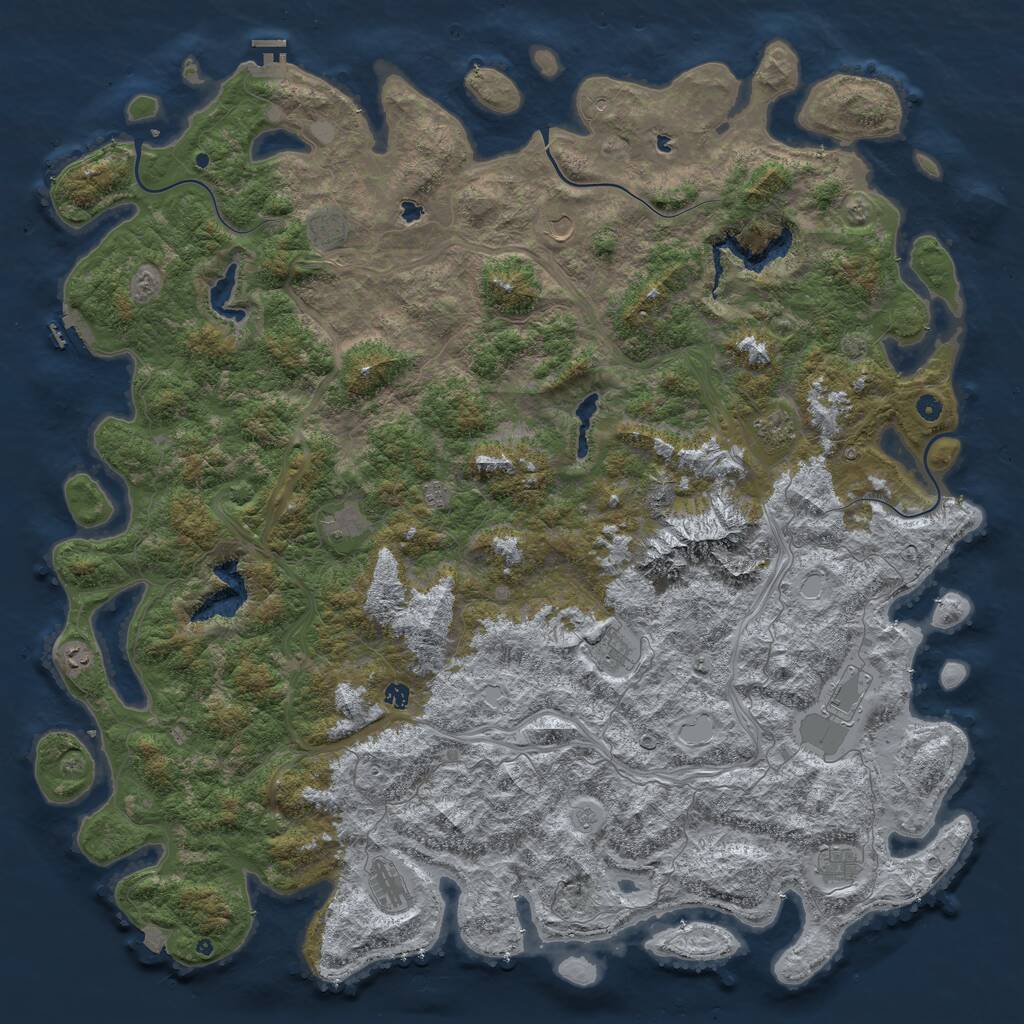 Rust Map: Procedural Map, Size: 6000, Seed: 464627247, 17 Monuments