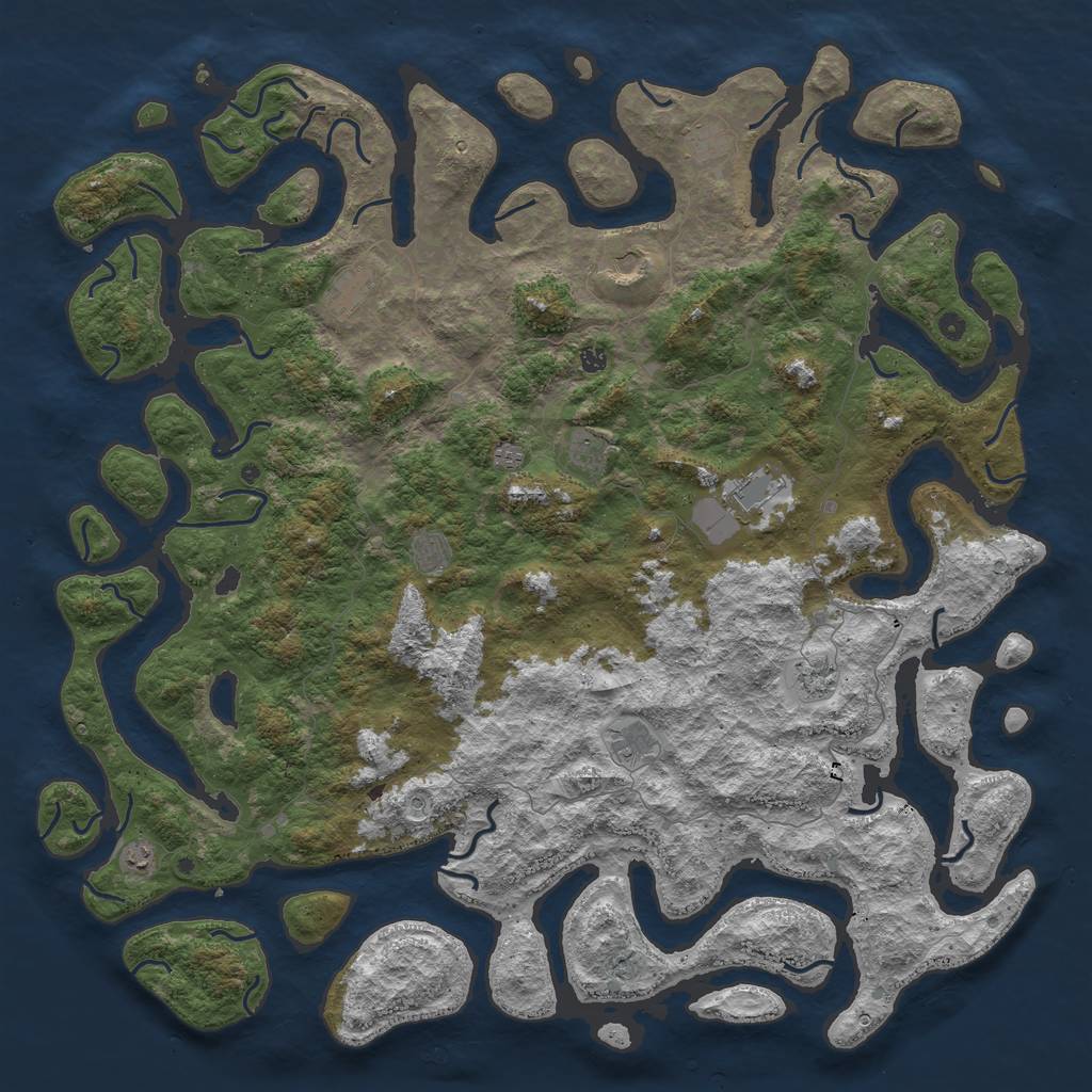 Rust Map: Procedural Map, Size: 6000, Seed: 464627247, 14 Monuments