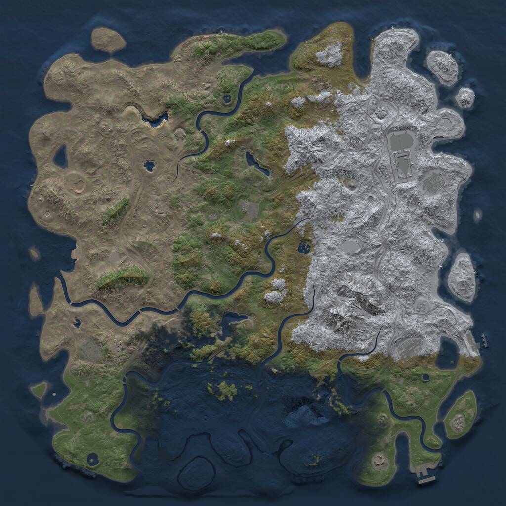 Rust Map: Procedural Map, Size: 6000, Seed: 432158, 17 Monuments