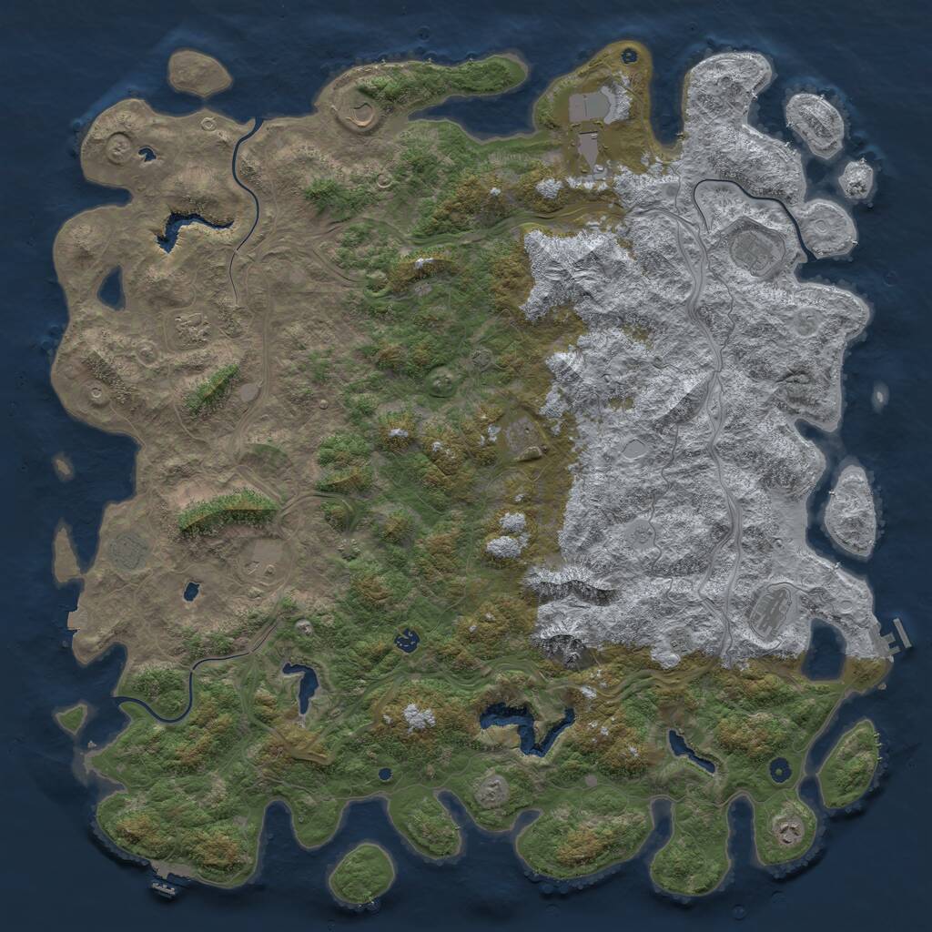 Rust Map: Procedural Map, Size: 6000, Seed: 432158, 17 Monuments