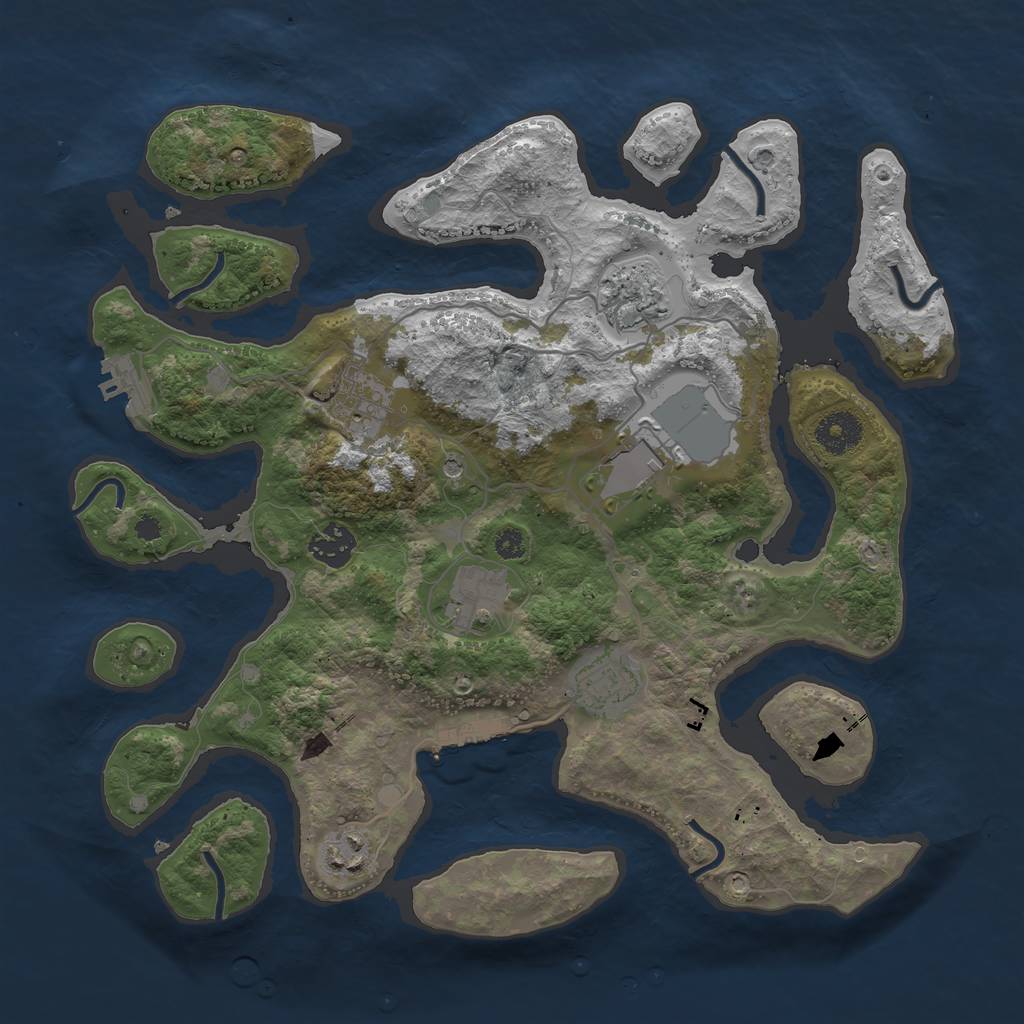 Rust Map: Procedural Map, Size: 3500, Seed: 1159800973, 12 Monuments