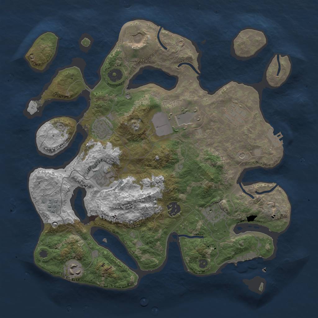 Rust Map: Procedural Map, Size: 3500, Seed: 747266332, 14 Monuments