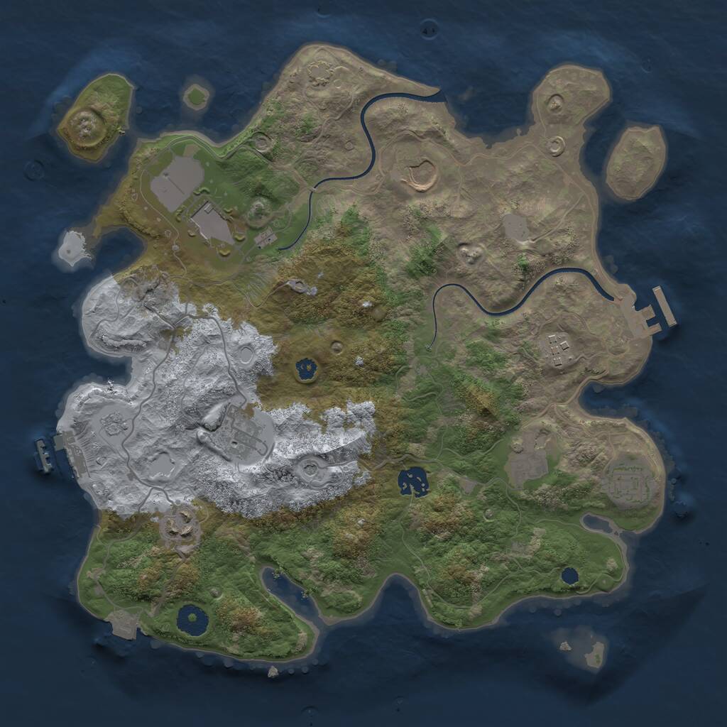 Rust Map: Procedural Map, Size: 3500, Seed: 747266332, 14 Monuments